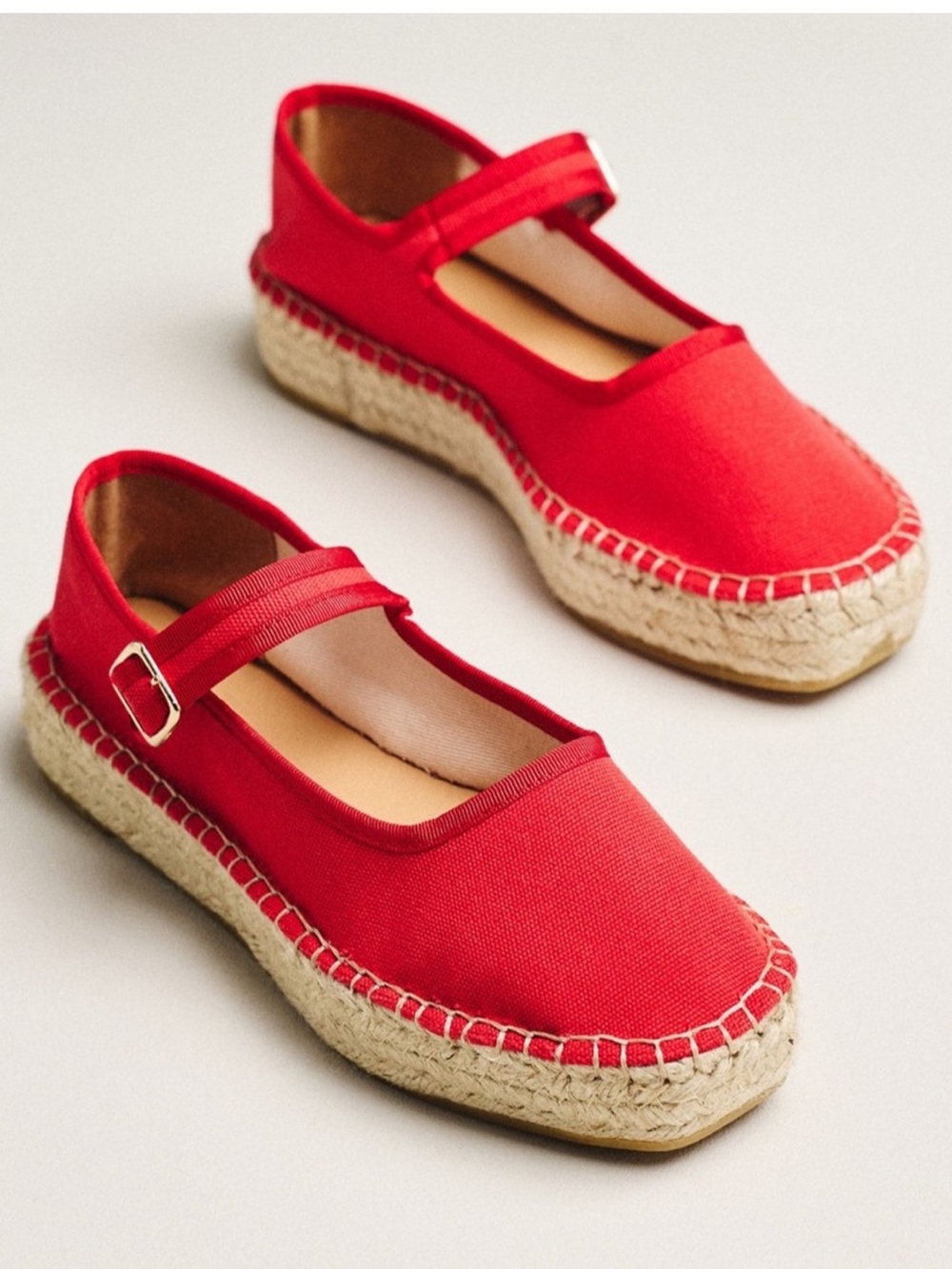 *NWT* ANTHROPOLOGIE x Maeve Mary Jane Espadrille Flat Cherry Red — EU 38 | 7-7.5